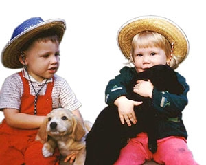 Children with their furry companions.